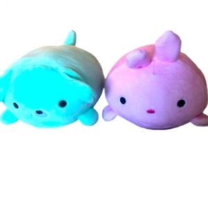 👀4/$25 Moj moj Surprise Pair Pink Mer Bunny and Aqua Dog Green